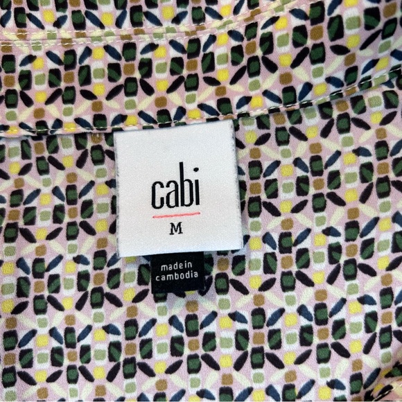 CAbi Multi-Colored Abstract Print Bitmap Peplum Top #6317 Size Medium - Picture 3 of 3